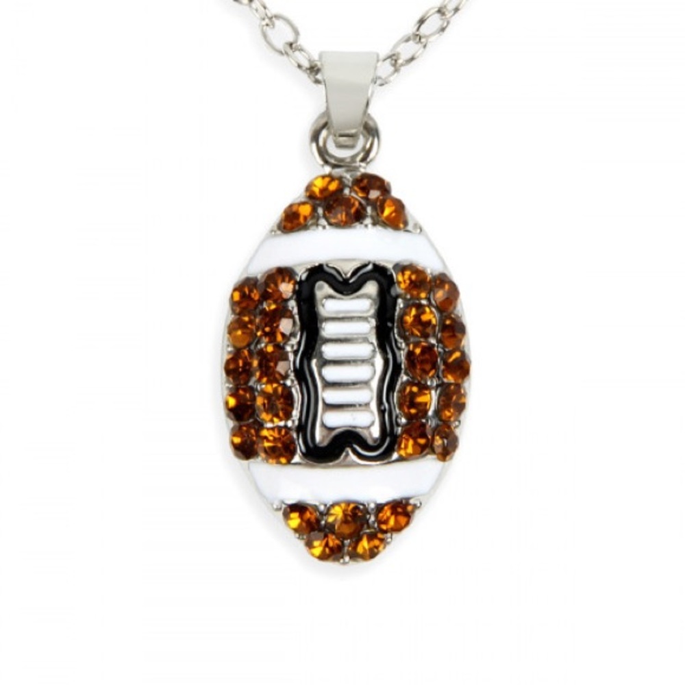Rhinestone football pendant & necklace - Picture 4 of 4